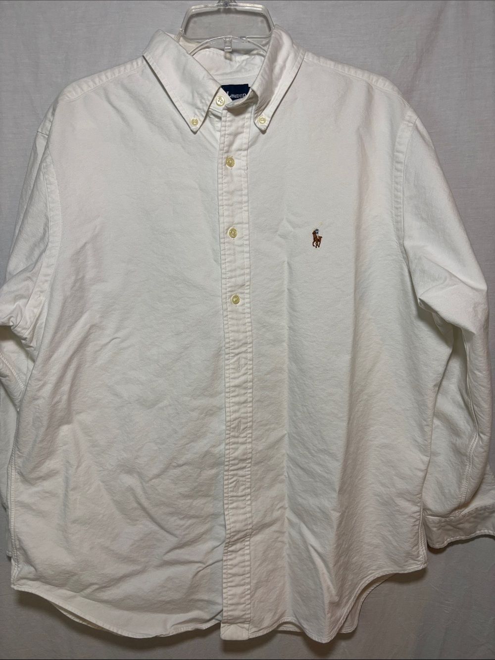 Ralph Lauren White Button-Down Oxford Shirt with Polo Pony